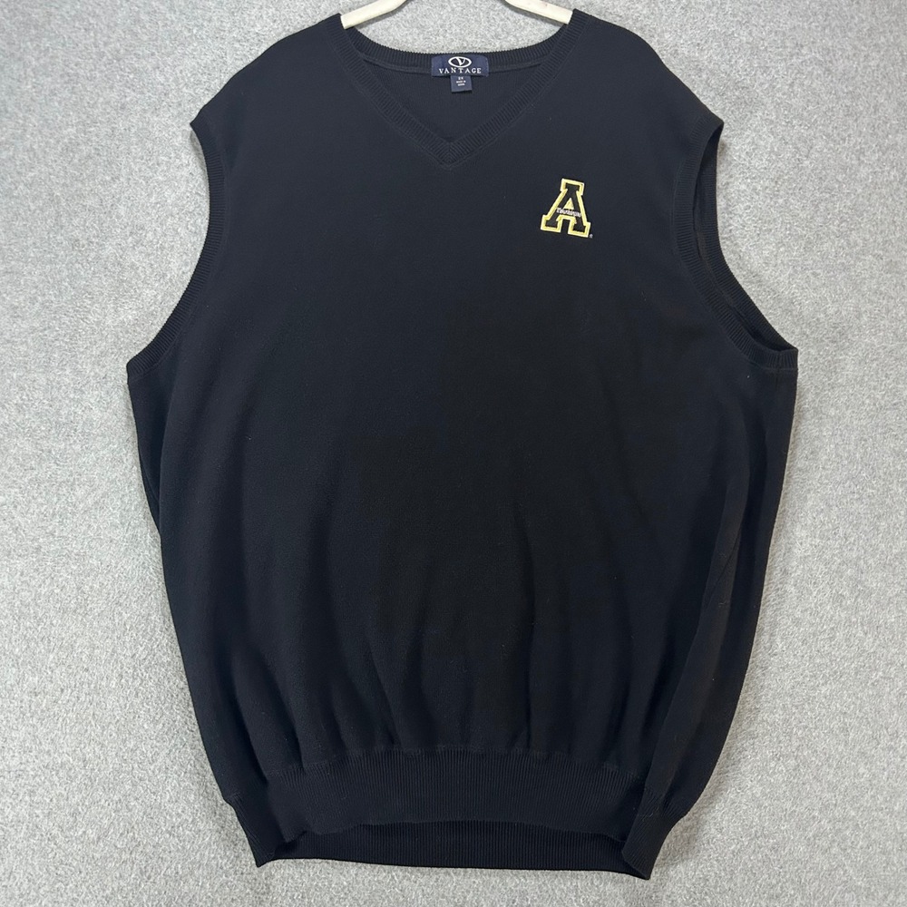 Appalachian State Mountaineers Vantage Sweater Vest Mens 2X Black Collegiate